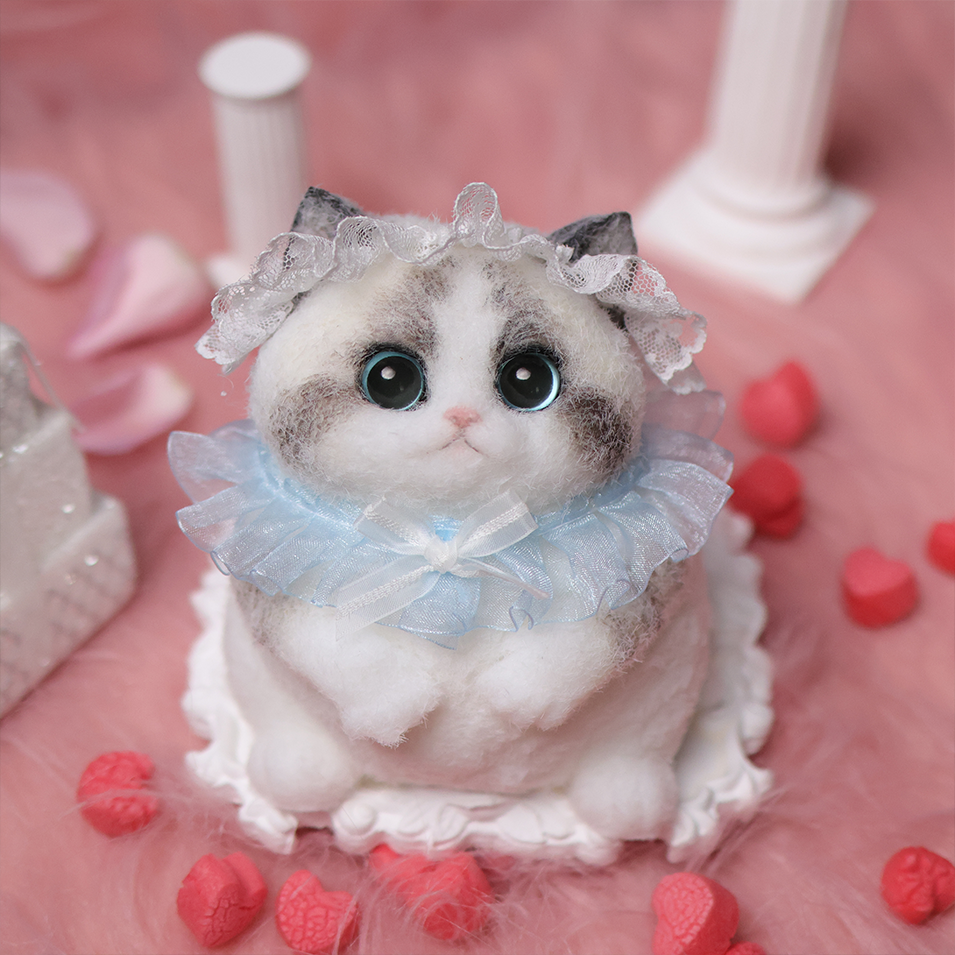 Chaton Dodou Anti-Stress - Version Ronde et Trapue, Jouet Sensoriel Extra-Doux pour Détente Profonde,Fabrication Artisanale-Ragdoll