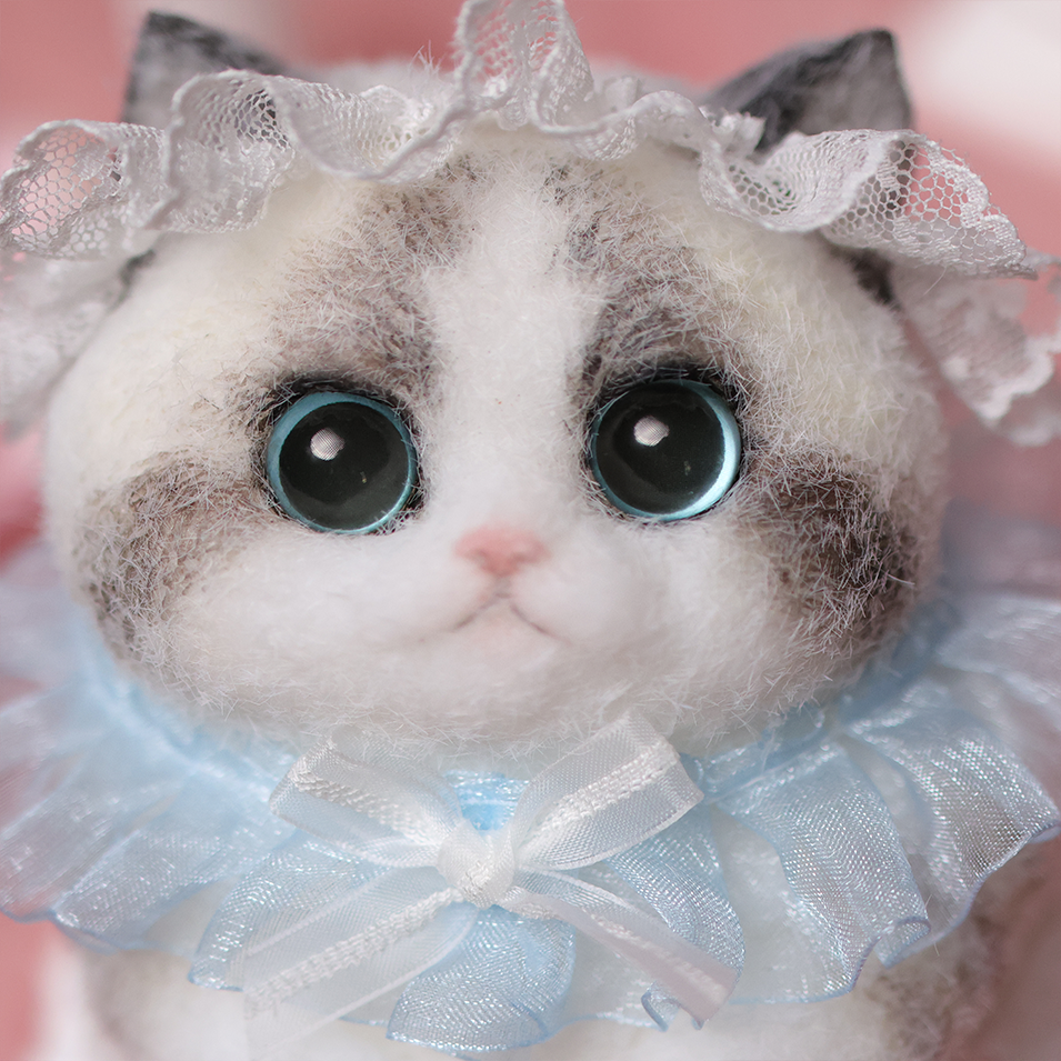 Chaton Dodou Anti-Stress - Version Ronde et Trapue, Jouet Sensoriel Extra-Doux pour Détente Profonde,Fabrication Artisanale-Ragdoll