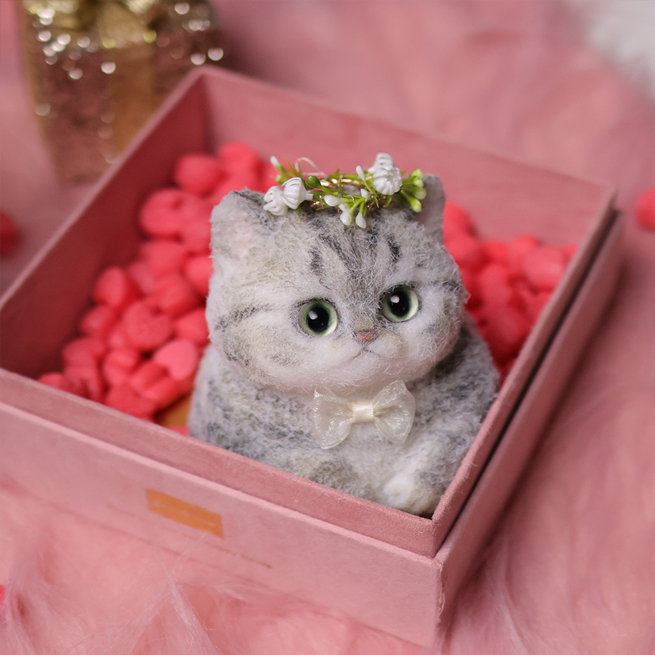 Chaton Dodou Anti-Stress - Version Ronde et Trapue, Jouet Sensoriel Extra-Doux pour Détente Profonde,Fabrication Artisanale-Chat Li Hua#2