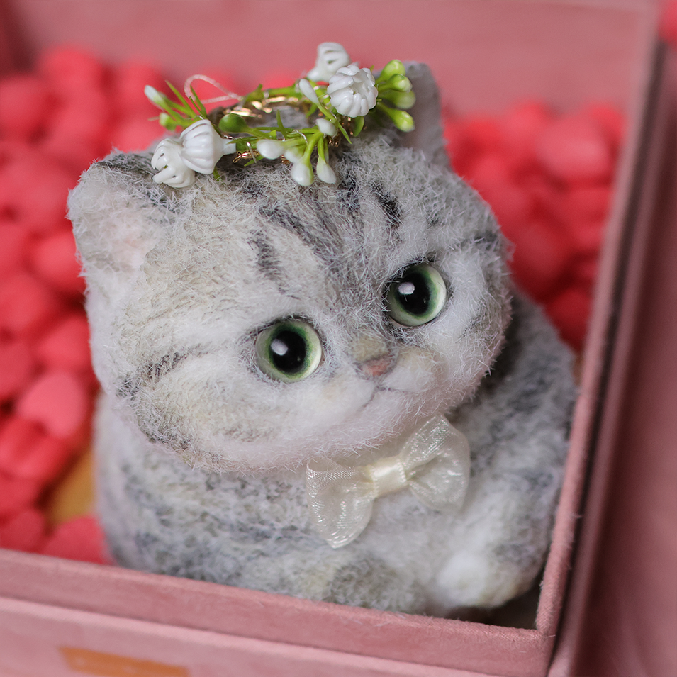 Chaton Dodou Anti-Stress - Version Ronde et Trapue, Jouet Sensoriel Extra-Doux pour Détente Profonde,Fabrication Artisanale-Chat Li Hua#2