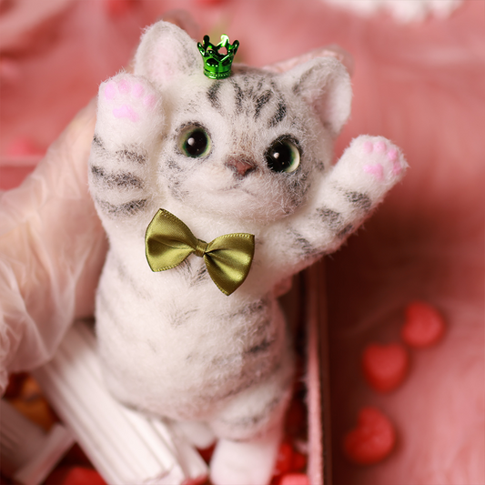 Chaton Élégant Anti-Stress - Version Fine et Allongée, Décoration de Bureau Zen, Idée Cadeau Minimaliste,Fabrication Artisanale-Chat Tabby#2