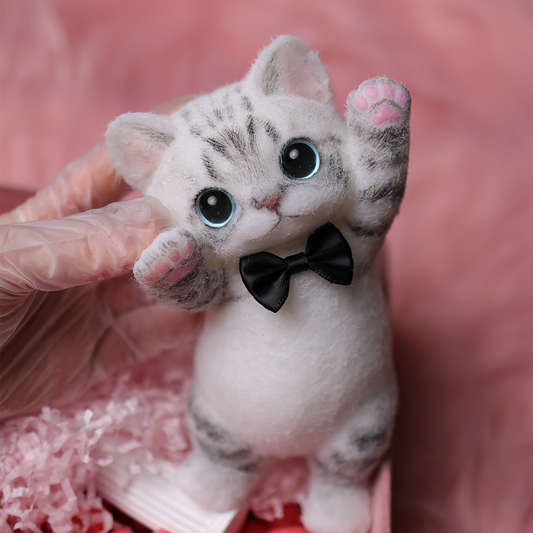 Chaton Élégant Anti-Stress - Version Fine et Allongée, Décoration de Bureau Zen, Idée Cadeau Minimaliste,Fabrication Artisanale-Chat Tabby#1