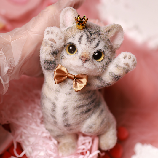 Chaton Élégant Anti-Stress - Version Fine et Allongée, Décoration de Bureau Zen, Idée Cadeau Minimaliste,Fabrication Artisanale-Chat Tabby#3
