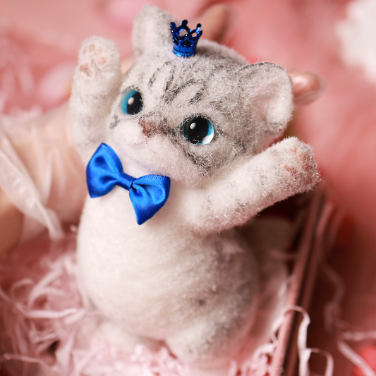 Chaton Élégant Anti-Stress - Version Fine et Allongée, Décoration de Bureau Zen, Idée Cadeau Minimaliste,Fabrication Artisanale-Chat British Shorthair Silver