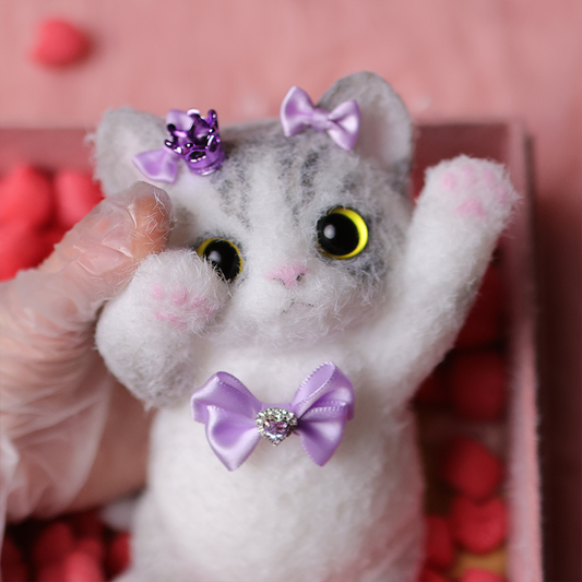 Chaton Élégant Anti-Stress - Version Fine et Allongée, Décoration de Bureau Zen, Idée Cadeau Minimaliste,Fabrication Artisanale