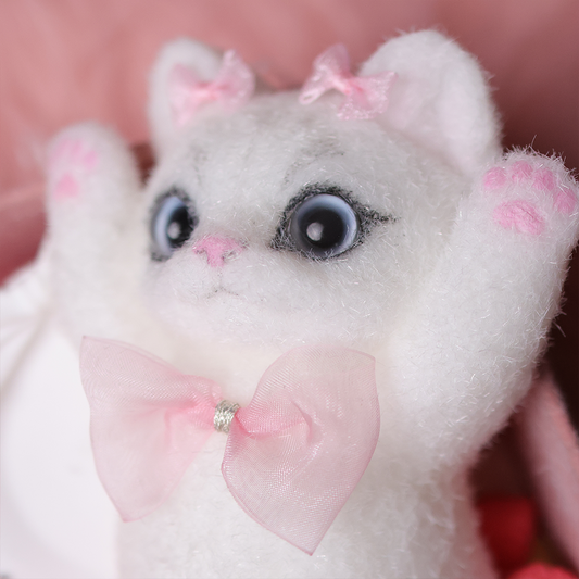 Chaton Élégant Anti-Stress - Version Fine et Allongée, Décoration de Bureau Zen, Idée Cadeau Minimaliste,Fabrication Artisanale-Chat Blanc#1