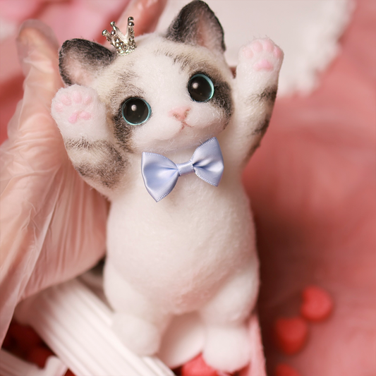 Chaton Élégant Anti-Stress - Version Fine et Allongée, Décoration de Bureau Zen, Idée Cadeau Minimaliste,Fabrication Artisanale-Ragdoll