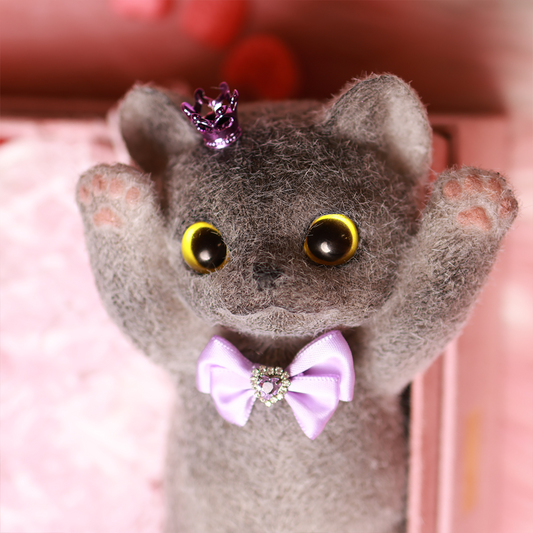 Chaton Élégant Anti-Stress - Version Fine et Allongée, Décoration de Bureau Zen, Idée Cadeau Minimaliste,Fabrication Artisanale