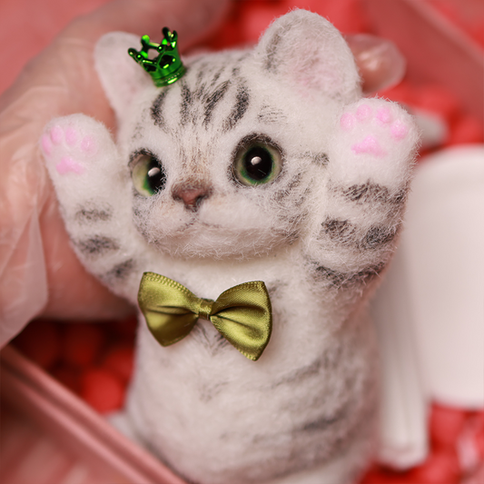 Chaton Élégant Anti-Stress - Version Fine et Allongée, Décoration de Bureau Zen, Idée Cadeau Minimaliste,Fabrication Artisanale-Chat Tabby#2