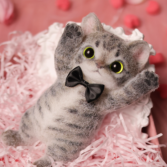 Chaton Élégant Anti-Stress - Version Fine et Allongée, Décoration de Bureau Zen, Idée Cadeau Minimaliste,Fabrication Artisanale-Chat Li Hua#1