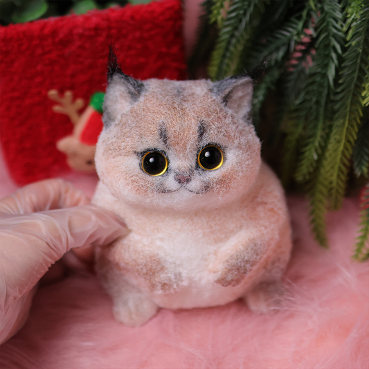 Chaton Dodou Anti-Stress - Version Ronde et Trapue, Jouet Sensoriel Extra-Doux pour Détente Profonde,Fabrication Artisanale-Caracal
