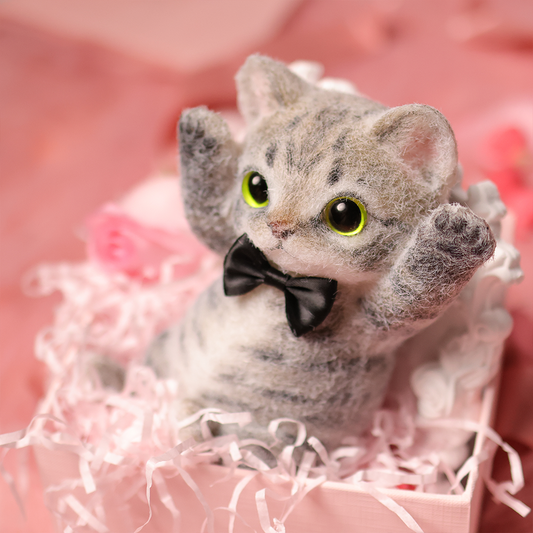 Chaton Élégant Anti-Stress - Version Fine et Allongée, Décoration de Bureau Zen, Idée Cadeau Minimaliste,Fabrication Artisanale-Chat Li Hua#1