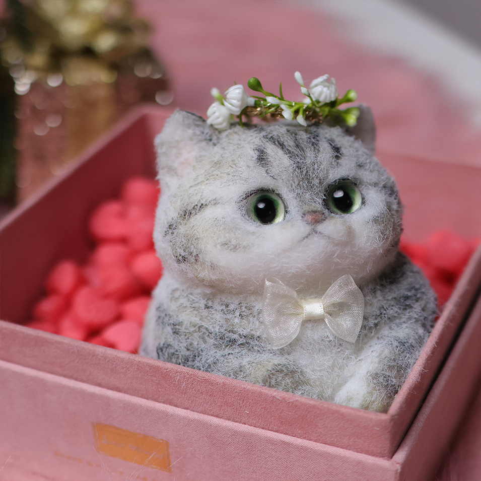 Chaton Dodou Anti-Stress - Version Ronde et Trapue, Jouet Sensoriel Extra-Doux pour Détente Profonde,Fabrication Artisanale-Chat Li Hua#2