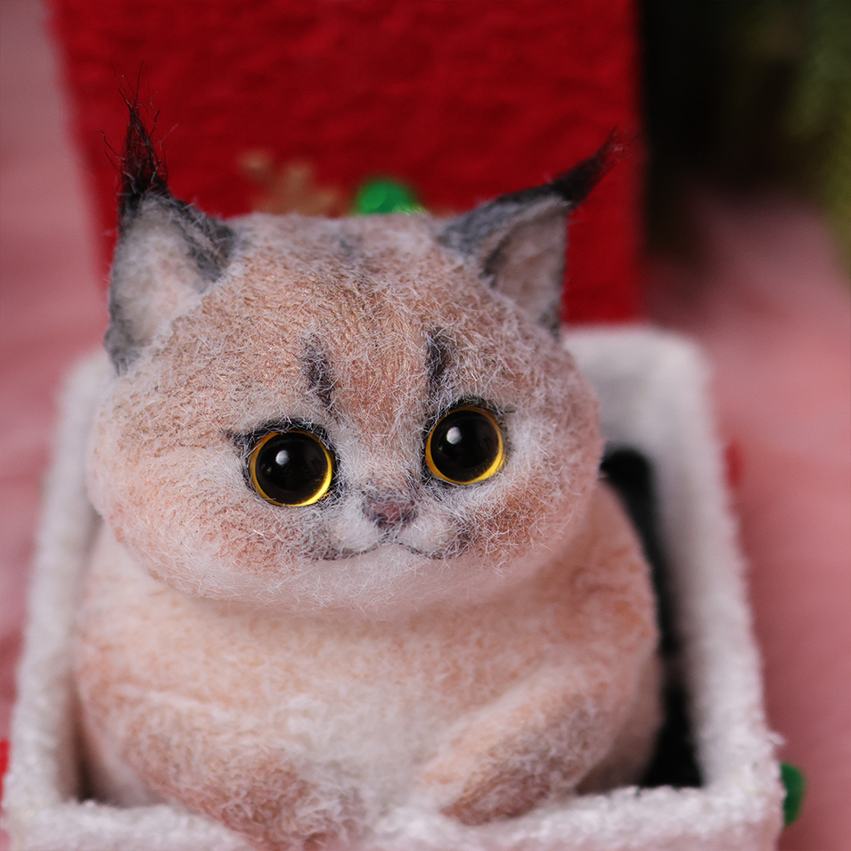 Chaton Dodou Anti-Stress - Version Ronde et Trapue, Jouet Sensoriel Extra-Doux pour Détente Profonde,Fabrication Artisanale-Caracal
