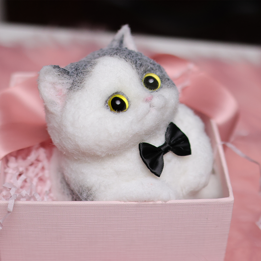 Chaton Dodou Anti-Stress - Version Ronde et Trapue, Jouet Sensoriel Extra-Doux pour Détente Profonde,Fabrication Artisanale-lait