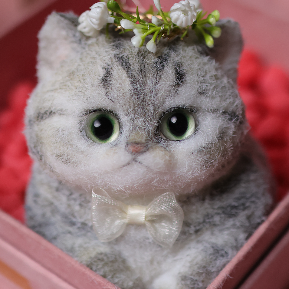 Chaton Dodou Anti-Stress - Version Ronde et Trapue, Jouet Sensoriel Extra-Doux pour Détente Profonde,Fabrication Artisanale-Chat Li Hua#2